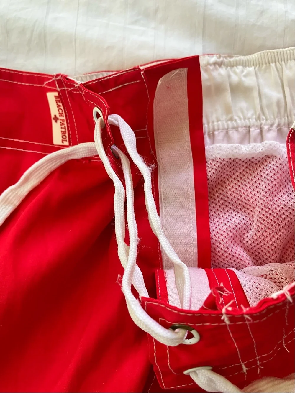 Men's Red Board Shorts with Side Cargo
